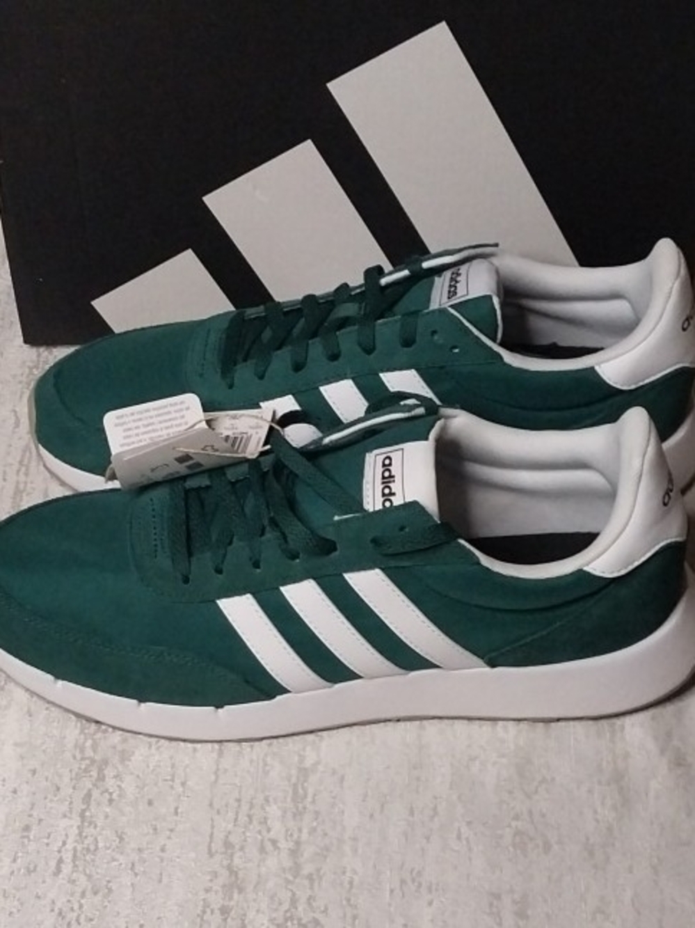 Adidas Run 60s 2.0 Green Sneakers with White Stripes Mens 11
